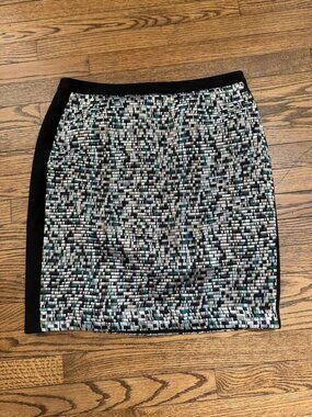 Boss Hugo Boss Women's Black Multi Color Metallic Pencil Skirt Size 12